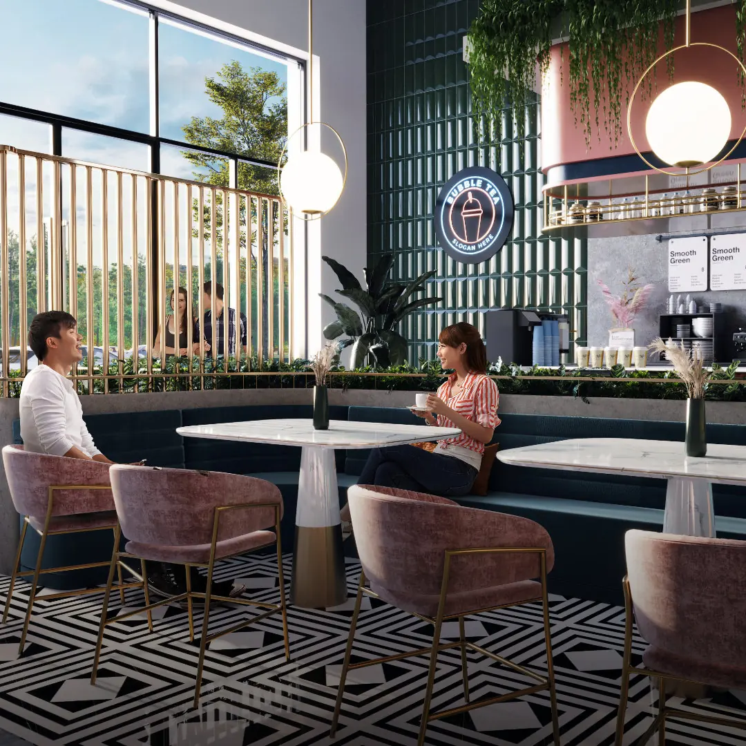 Cafe interior in the Adison retail lots